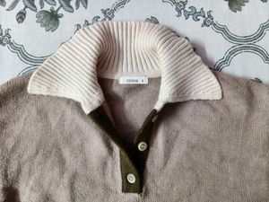 Beige Turtleneck Knit Top