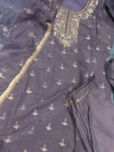 Purple Embroidered Kurta Set
