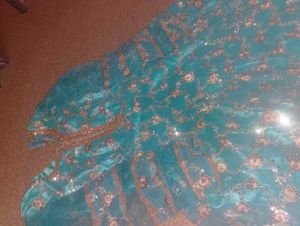 2 New Gowns Orange And Sky Blue Colour