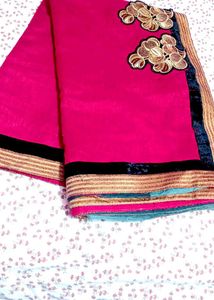 Elegant Pink Embroidered Saree