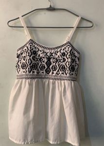 White Embroidered Tank Top