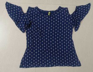 Navy Blue Cold Shoulder Top