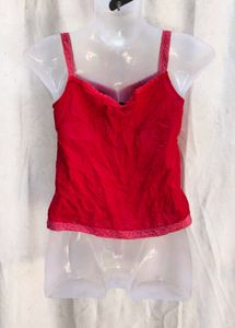 3681. Red Lace Trim Cami Top