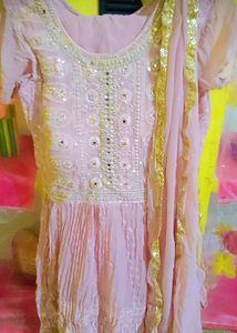 Pink Embellished Sharara Dress