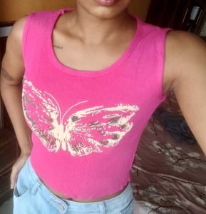 Pink Butterfly Tank Top