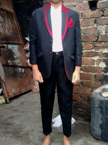 Boys Black Suit with Red Trim