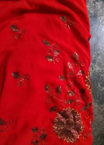 Orange Embroidered Saree ♥️