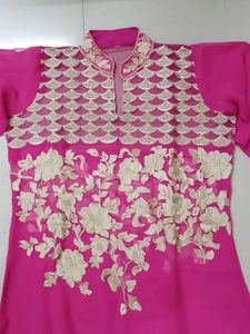 Pink Floral Embroidered Kurti