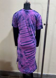 Round Neck Tie Dye Casual Midi Dress