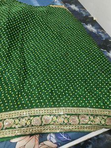 Elegant Green bandhej saree