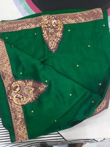 Green Saree With Complete Work