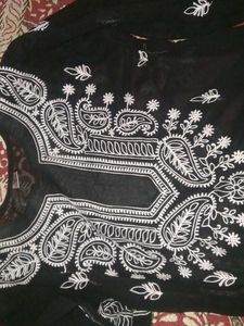 Black Lucknowi Chikankari Kurti