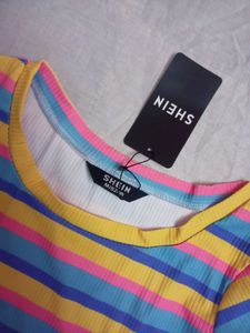 SHEIN BRAND Striped Ribbed Tshirt