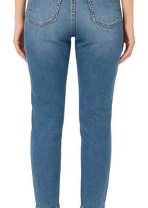 Trendy High-Waist Blue Denim with 3-Button Style💙