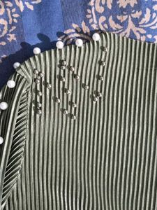 Olive Green Pearl Embellished Top
