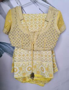 Embroidered Yellow Saree