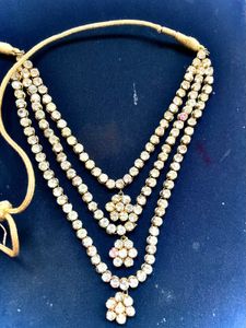 Elegant Triple-Layer Kundan-Style Stone Necklace