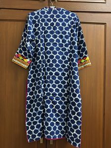 Indigo Kurta With Mirror Work