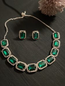 Green Stone Diamond Necklace
