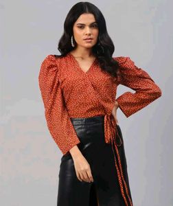 Polka Dot Wrap Top