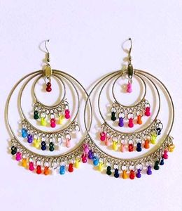 Colorful Beaded Hoop Earrings
