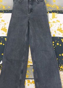 Grey Wide Leg Denim Jeans