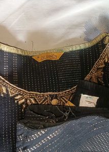 Black &amp; Gold Embroidered Salwar Kameez