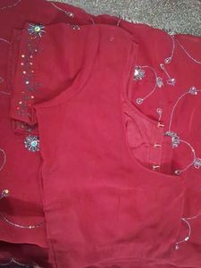 Maroon saree with  blouse