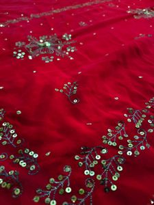 Vintage Red Saree Aari Work