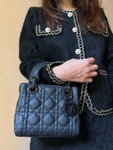 Auth Lady Dior Small Matte Black Bag