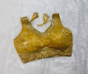 Golden Embellished Saree Blouse