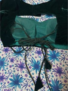 Elegant Velvet Green Backless Blouse