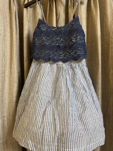 Blue Crochet Striped Dress