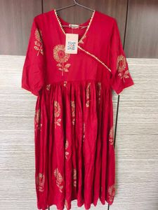 Aachho Maroon Angrakha Suit Set XL