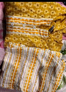 Elegant Yellow Printed Kurta Set