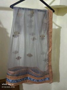 Gray Floral Embroidered Blouse