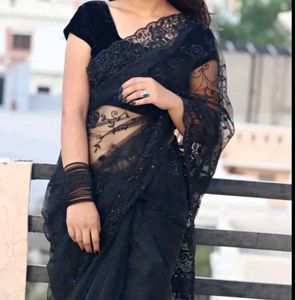 Black Net Saree For Party