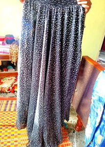 Black &amp; White Polka Dot Maxi Skirt