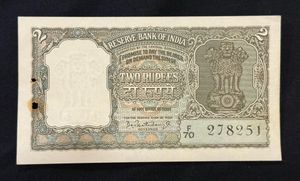 2 Rupees Note , Olive Green Half Tiger