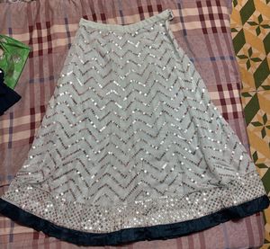Shimmering Teal Sequin Lehenga Choli Set
