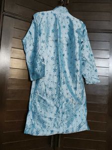 Women Blue Silk Embellished Ethnic Jacket