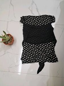 Black Floral Print Tunic Top