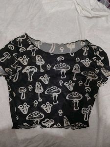 Mushroom Print Mesh Top