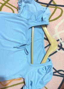 Cute Blue Puff Sleeve Top