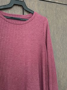 Burgundy Ribbed Knit Dress