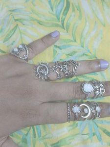 13 Silver Tone Ring Set!!! - Boho Style