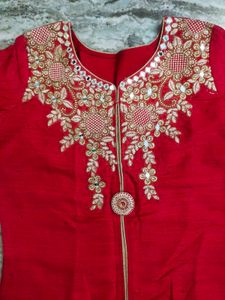 Red Kurta With Beautiful Embroidery