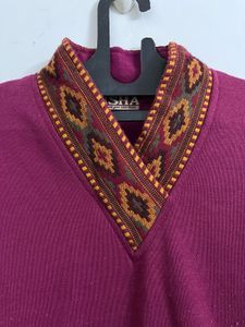 Kashmiri purple kurti with embroidered border