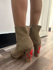 Block Heels Open Toes Boots