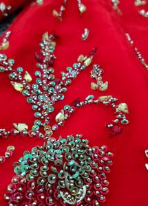 Red Embellished Fabric